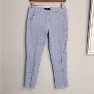 Max Mara weekend blue and white cropped seersucker pants size 6